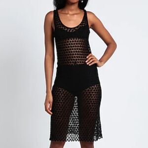 Saint Laurent Women's Black  Midi Lace Dress Size OS